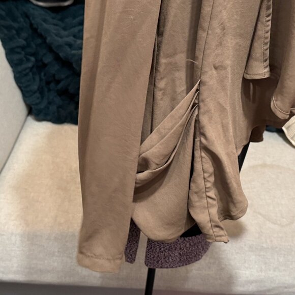 Forever21 Chiffon Drape Cardigan Jacket with Pockets, Taupe Beige, Large - Picture 11 of 13